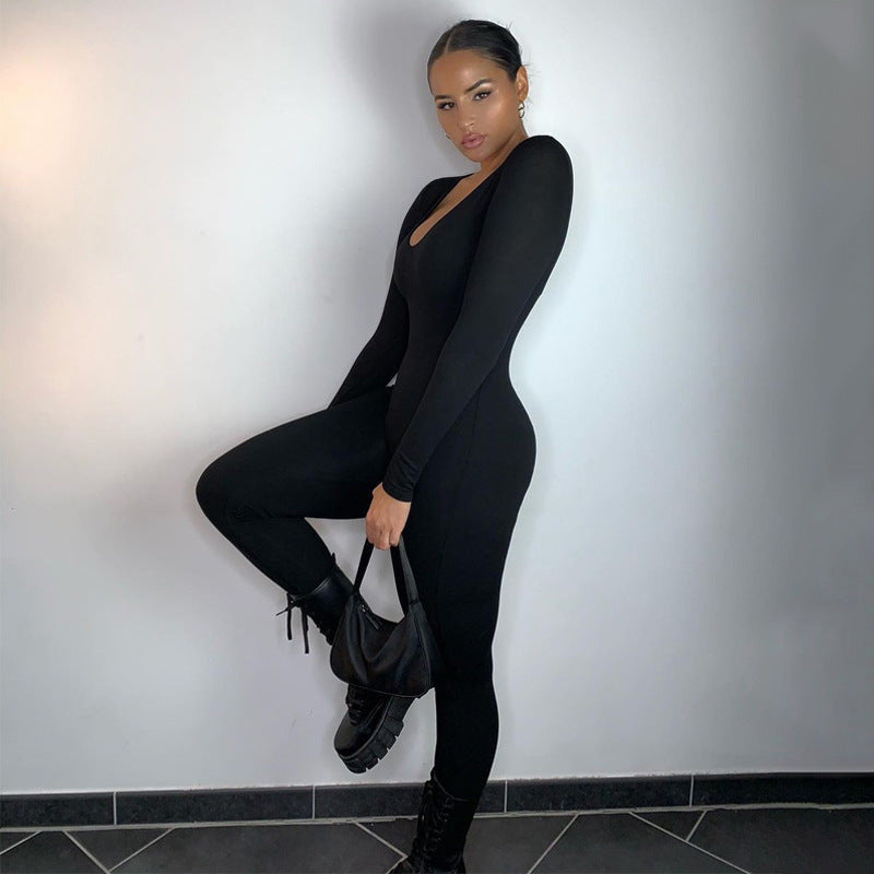 Damen Langarm Bodycon Jumpsuit Echoarchiv
