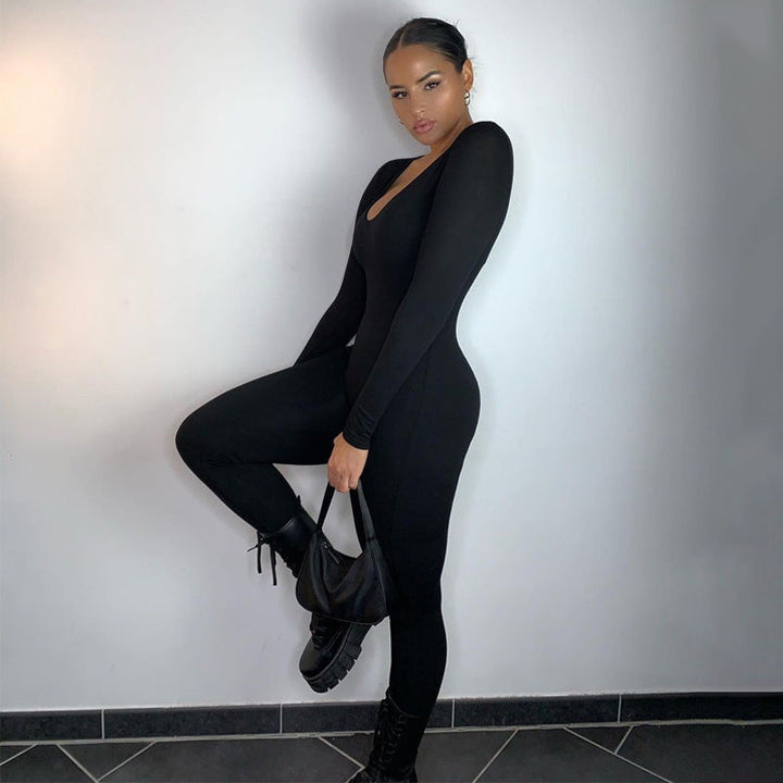 Damen Langarm Bodycon Jumpsuit Echoarchiv