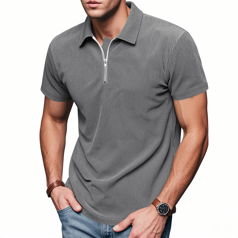 Herren sportliches Kurzarmpoloshirt mit Reißverschluss Echoarchiv