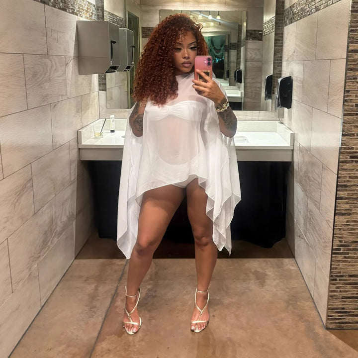 Damen transparenter Kaftan mit elegantem Schnitt und fließendem Stoff Echo Archiv