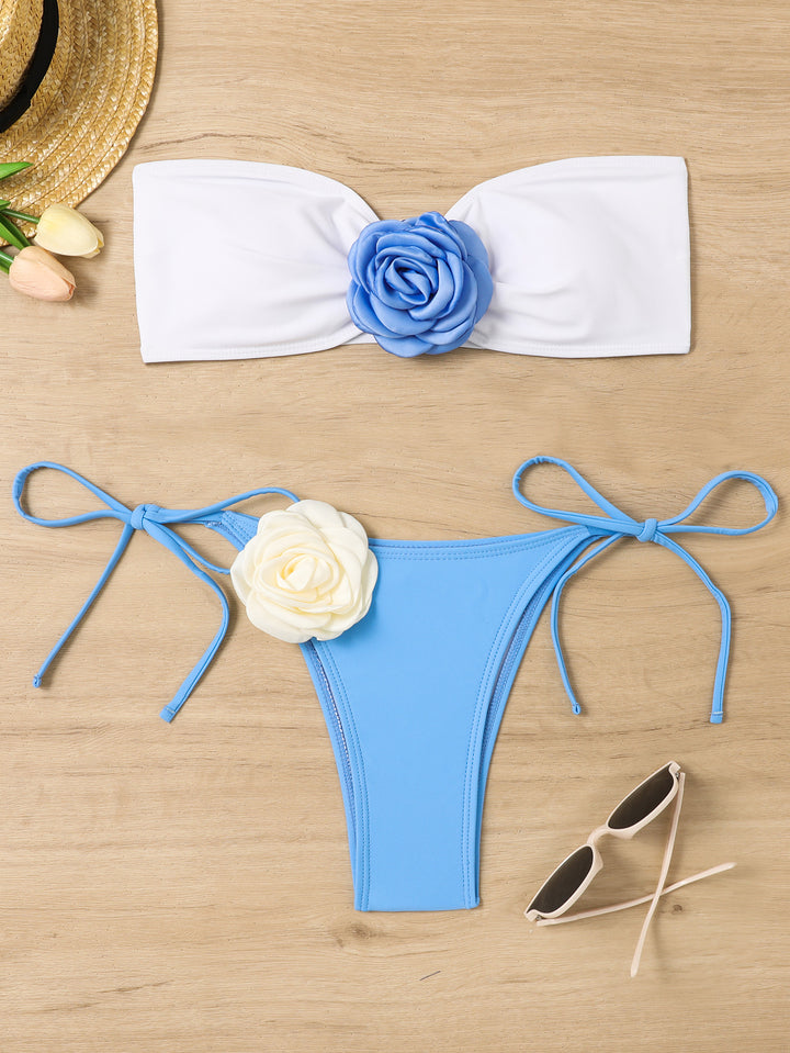 Damen Bandeau Bikini mit Blumenapplikation Echo Archiv