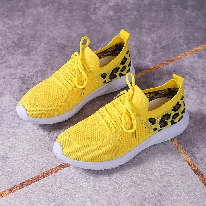 Damen Atmungsaktive Strick-Slipper mit gepolsterter Dämpfungssohle und Leoparden-Schaft – Lioré