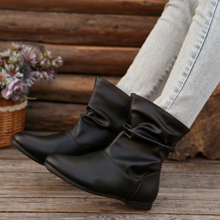 Damen modische Stiefeletten mit elegantem Rüschendesign und weichem Obermaterial Echoarchiv