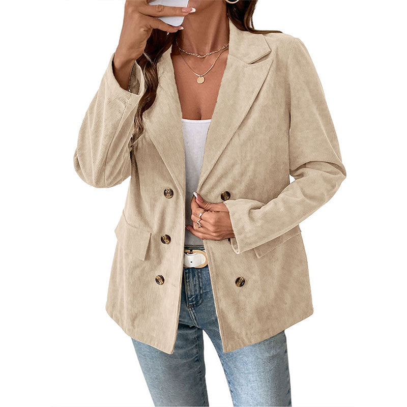 Damen Eleganter Cordblazer mit doppelter Knopfverschluss Echo Archiv