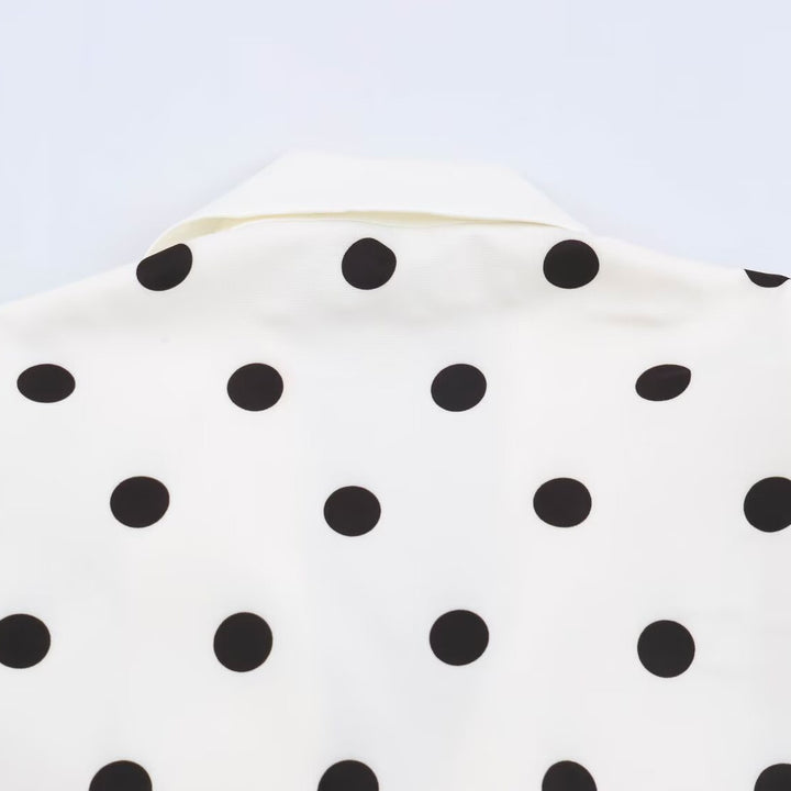 Damen Midilanger Mantel mit Polka‑Dot‑Print, Doppelreiher und Schalkragen Echoarchiv