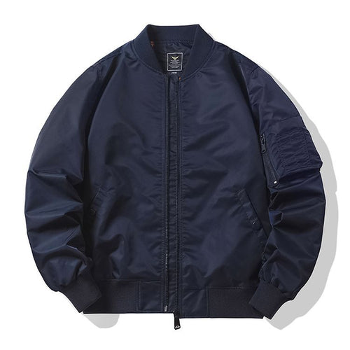 Men's low-profile utility bomber jacket with two-way concealed zip and sleeve tool pocket – Brevano