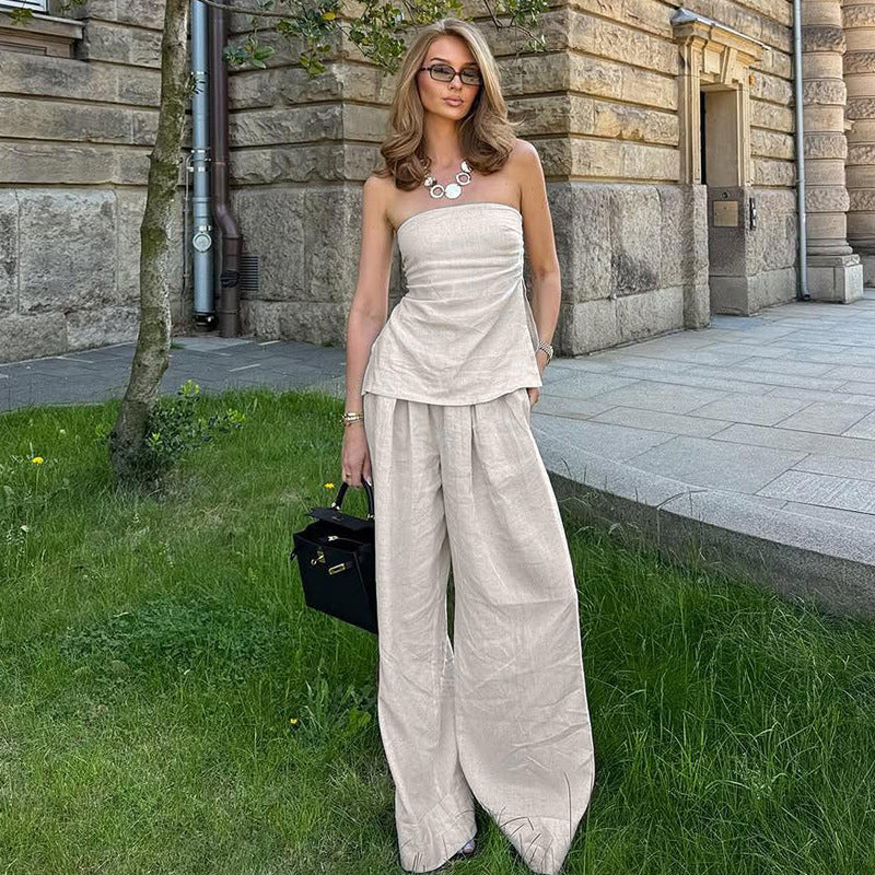 Damen Elegantes Zweiteiliges Set aus Leinen Echo Archiv