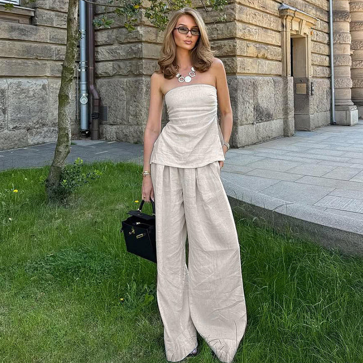 Damen Elegantes Zweiteiliges Set aus Leinen Echo Archiv