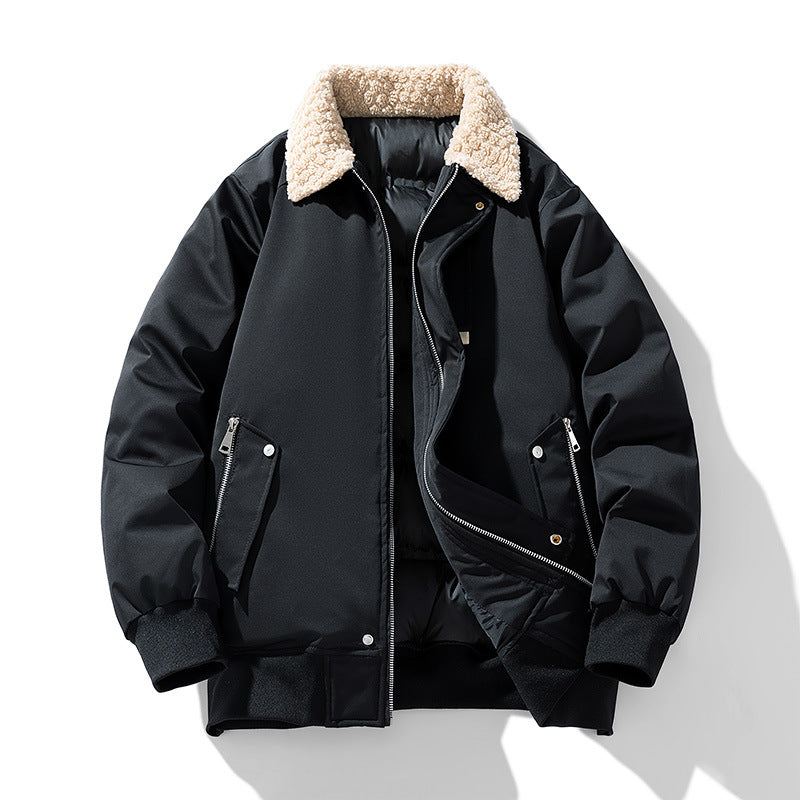 Men's premium sherpa-collar insulated aviator bomber with storm flap and zippered angled pockets – Brevano