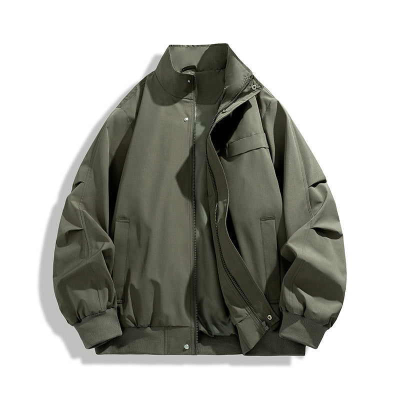 [Herren Oversize Utility Bomberjacke mit hohem Kragen und Rippbündchen Echoarchiv]