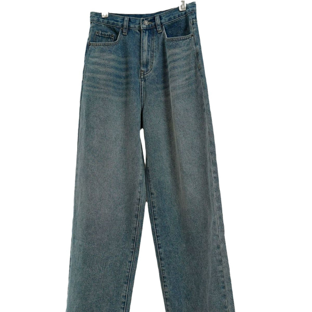Damen Extraweite High‑Waist Denim‑Palazzohose mit verlängertem Saum Echoarchiv