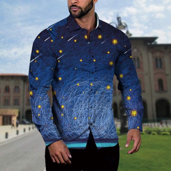Herren Langarmhemd mit modernem Boucle-Muster und stilvollem Schnitt Echoarchiv