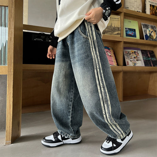 Unisex lässige Baggy-Jeans mit seitlichen Streifen Echo Archiv