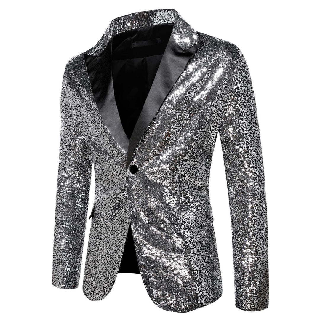 Herren extravagante Glitzer-Smokingjacke mit schwarzem Satinrevers Echoarchiv