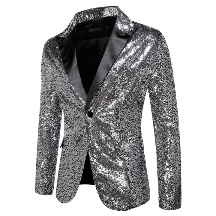 Herren extravagante Glitzer-Smokingjacke mit schwarzem Satinrevers Echoarchiv