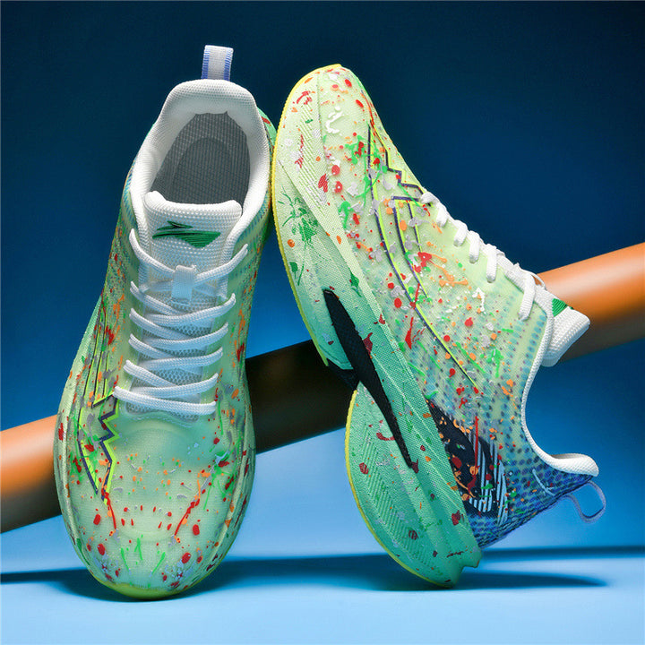 Unisex künstlerische Laufsneaker mit Spritzlack‑Design, reaktiver Hohlkern‑Dämpfung und Drehverschluss – Tavélo