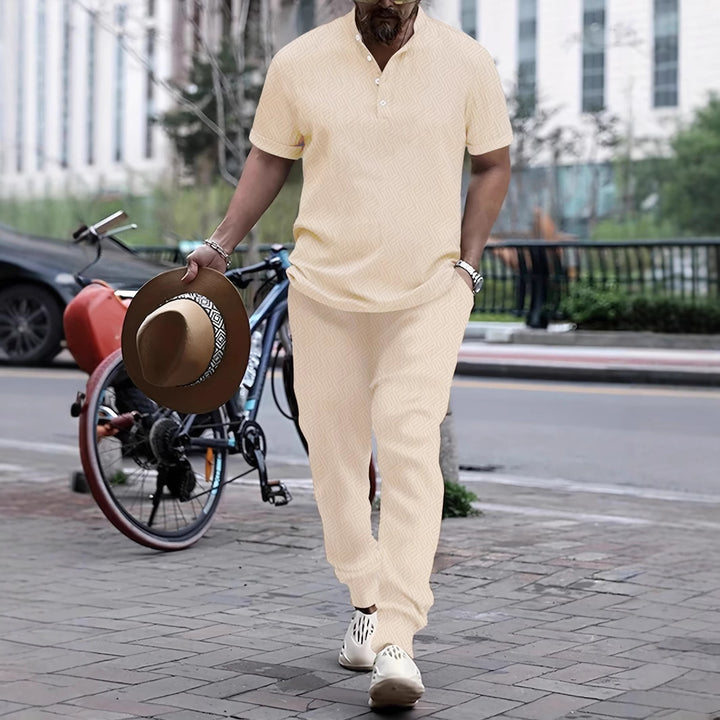 Herren Jumpsuit mit modischem Webmuster und praktischen Taschen Echoarchiv