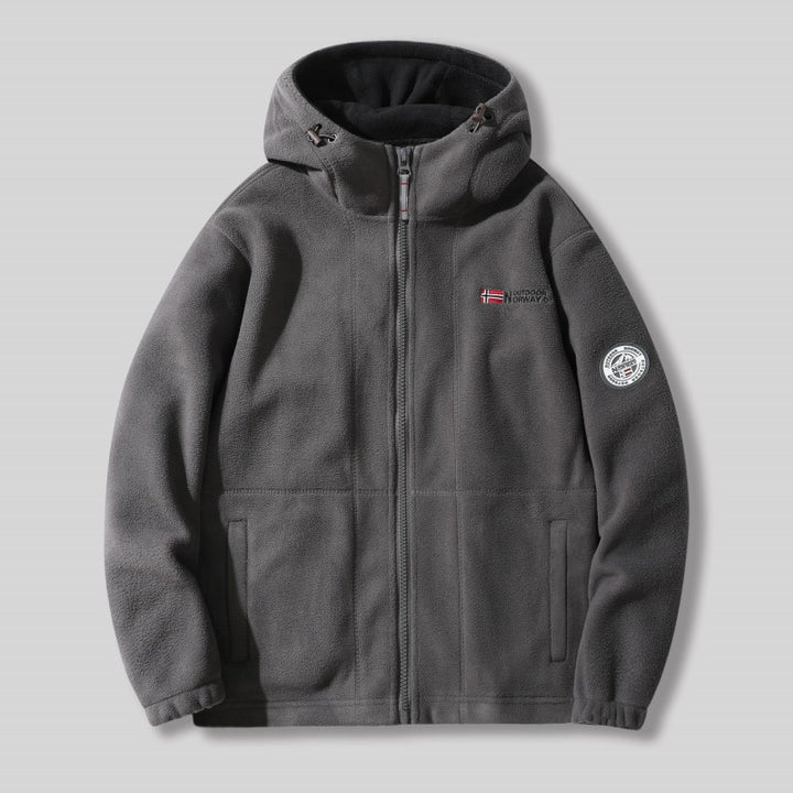 Herren Fleece-Kapuzenjacke mit Teddyfutter, durchgehendem Reißverschluss und Utility-Taschen Echoarchiv