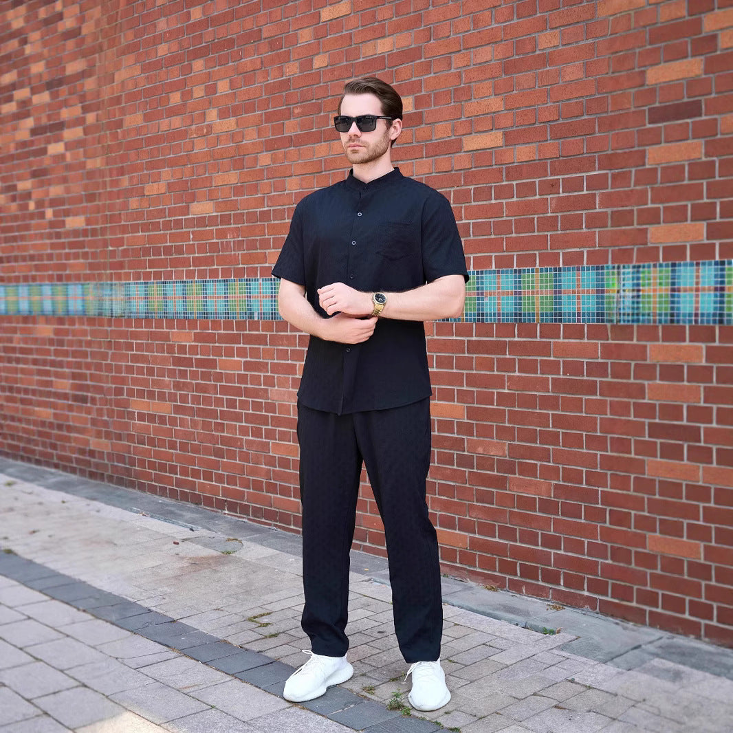 Herren bequeme Freizeitanzug mit Knopfleiste und praktischen Taschen Echoarchiv