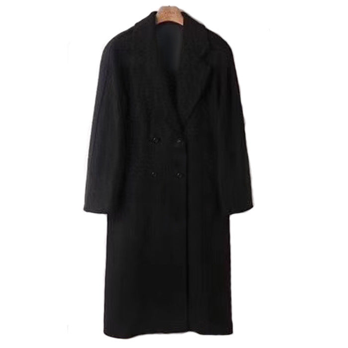 Damen Eleganter Doppeltbreasted Wollmantel Echoarchiv