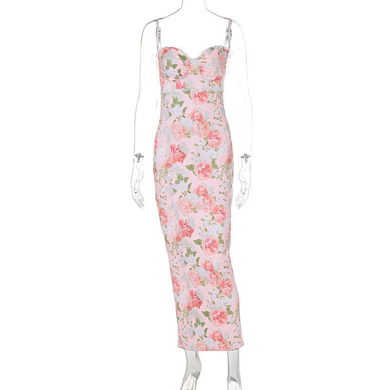 Damen Elegantes figurbetontes Maxikleid mit floralem Design Echo Archiv