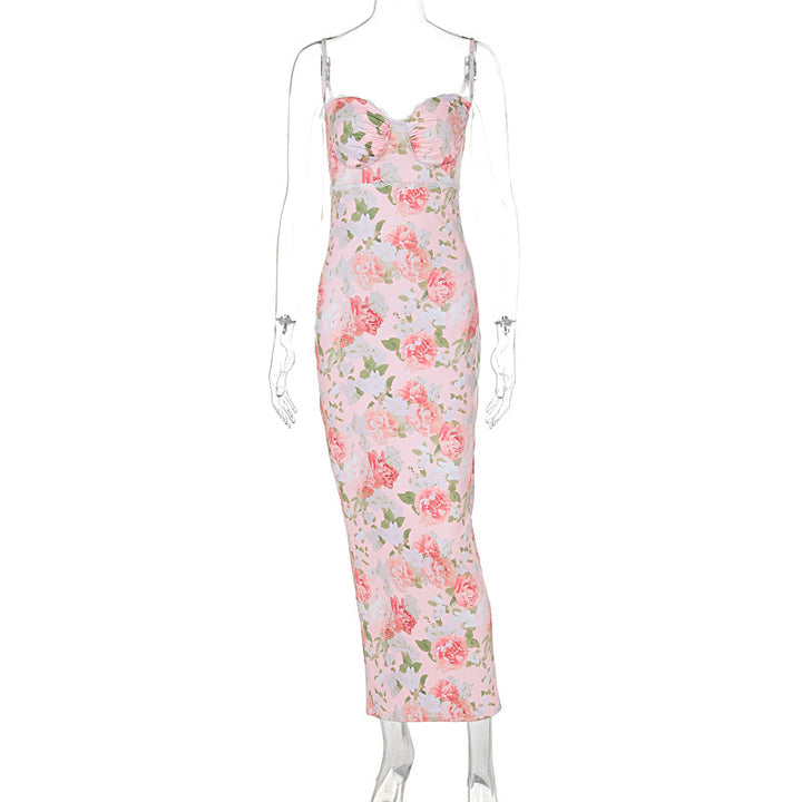 Damen Elegantes figurbetontes Maxikleid mit floralem Design Echo Archiv