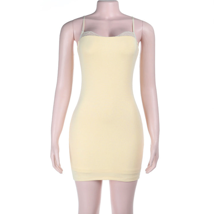 Damen figurbetontes Unterkleid mit verstellbaren Spaghetti-Trägern und Spitzenbesatz Echo Archiv