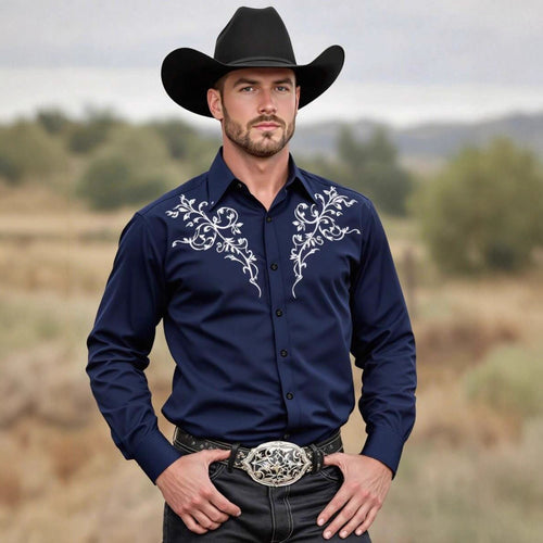 Herren Langarmhemd mit floralem Design und modernem Schnitt Echoarchiv