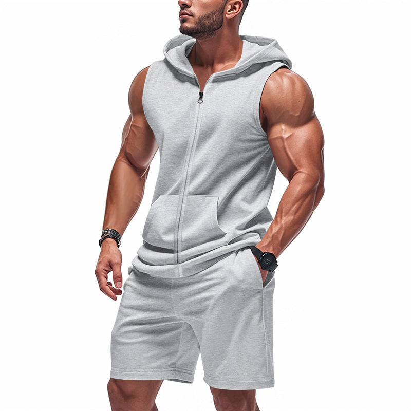 Herren sportliches Kapuzenshirt und Shorts Set Echoarchiv