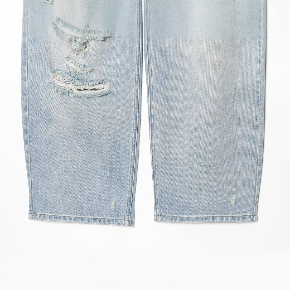Damen High‑Waist Jeans mit weitem Bein, Destroyed‑Details und ausgefransten Knien Echo Archiv