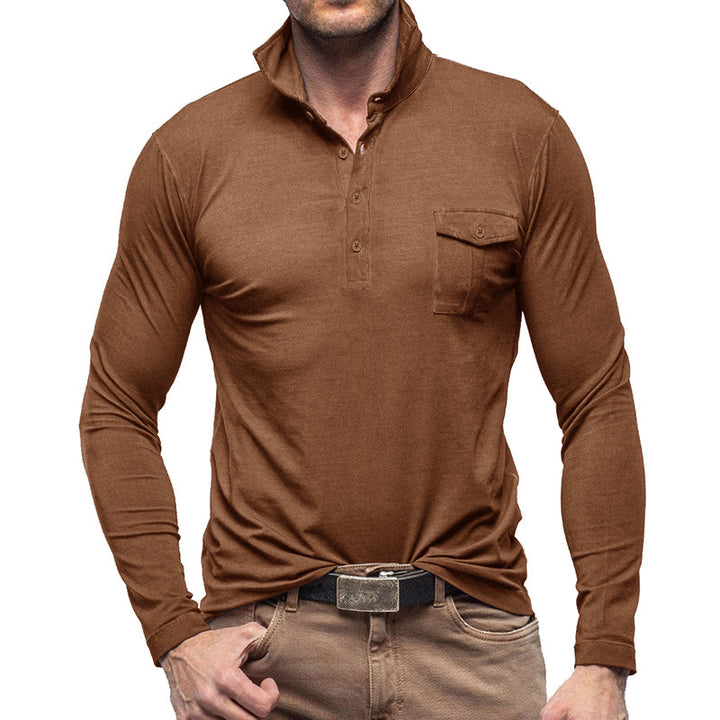 Herren Langarm Poloshirt mit modernem Stehkragen Echoarchiv