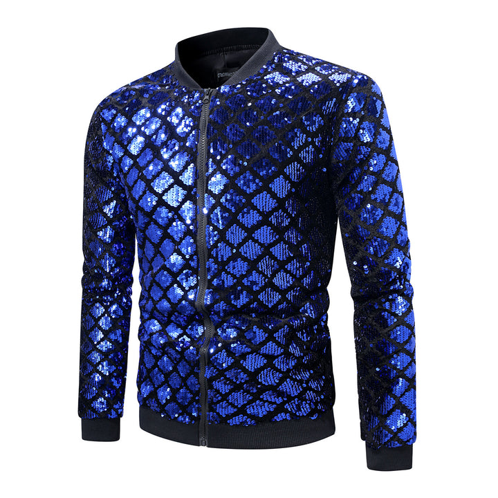 Herren glitzernde Bomberjacke mit edlem Strassdesign Echoarchiv