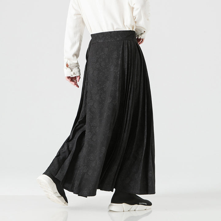 Damen nan Maxi-Rock mit breitem Taillenbund ornamentaler Bordüre und plissierten Falten Echo Archiv