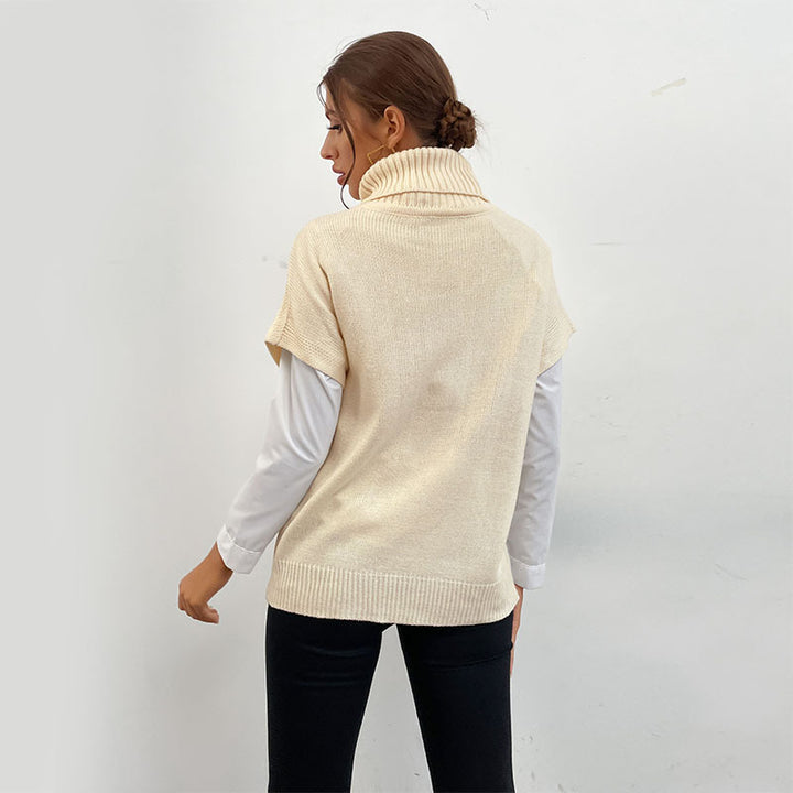 Damen Strickwesten-Pullover mit Zopfmuster und hohem Rollkragen Echoarchiv