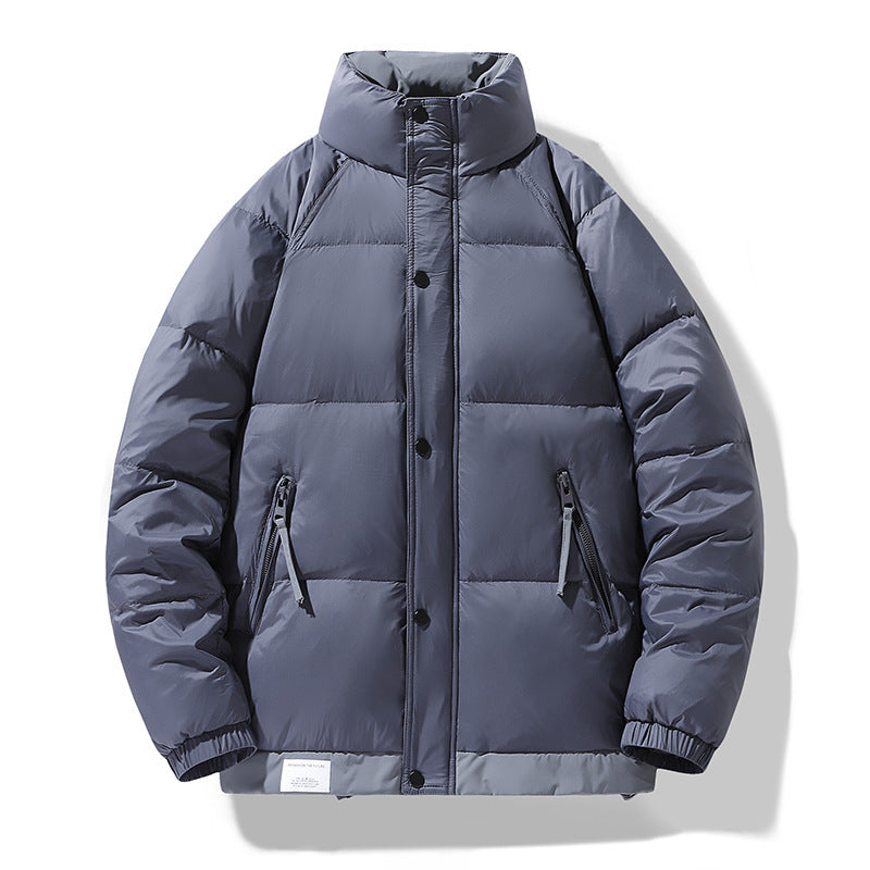Herren Gesteppte Wattierte Daunenjacke mit Stehkragen und Kordelzug – Taviero