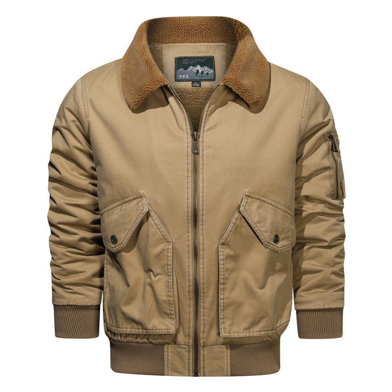 Herren Vintage Canvas Bomberjacke mit Sherpa-Kragen und verstärkten Klappentaschen Echo Archiv