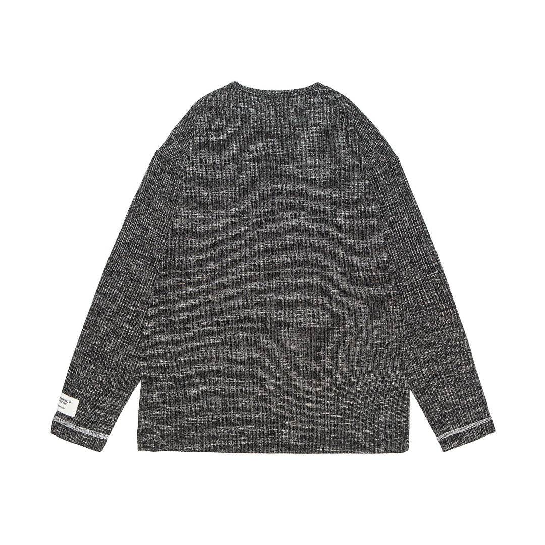 Unisex Gerippter Henley-Pullover mit Knopfleiste und Oversize-Silhouette Echoarchiv