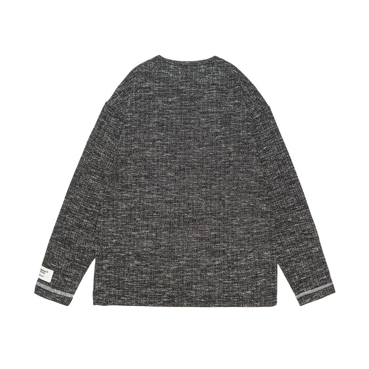 Unisex Gerippter Henley-Pullover mit Knopfleiste und Oversize-Silhouette Echoarchiv