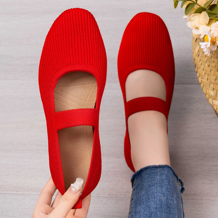 Damen nan gestrickter Mary-Jane-Slipper mit elastischem Riemen, nahtlosem Sockeneinstieg und dämpfender Komfortsohle Echo Archiv
