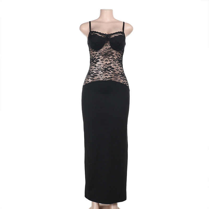 Damen elegantes Spitzenkleid mit figurbetontem Unterteil und verführerischem Oberteil Echo Archiv
