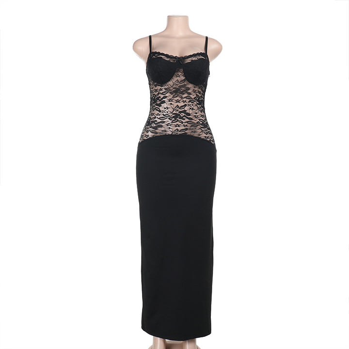Damen elegantes Spitzenkleid mit figurbetontem Unterteil und verführerischem Oberteil Echo Archiv