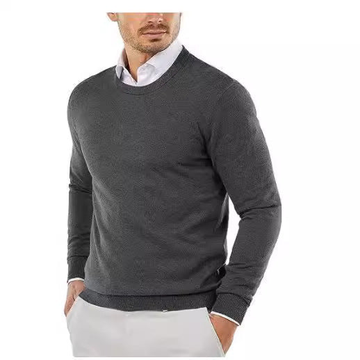 Herren eleganter Rundhals-Pullover aus feiner Baumwolle Echoarchiv