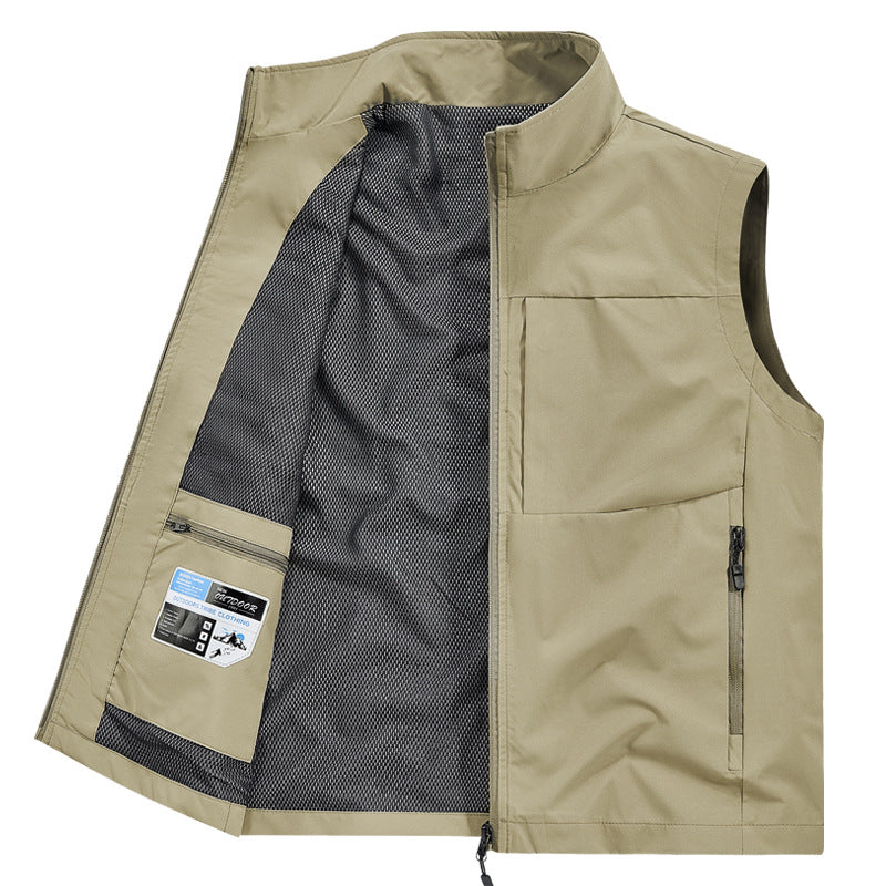 Herren Leichte Softshell-Outdoorweste mit Mesh‑Futter, Reißverschlusstaschen und Stehkragen – Marzano