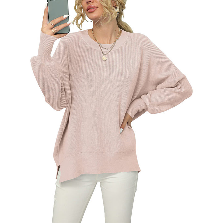 Damen Oversize-Feinstrickpullover mit Rundhalsausschnitt, überschnittener Schulter und Seitenschlitzen Echo Archiv