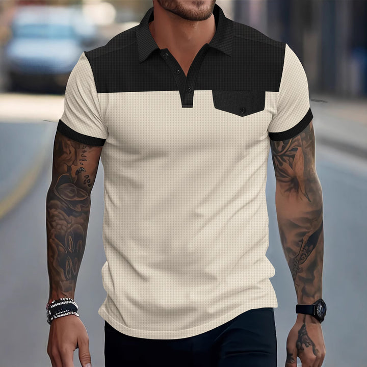 Herren Poloshirt mit modernem Blockdesign Echoarchiv