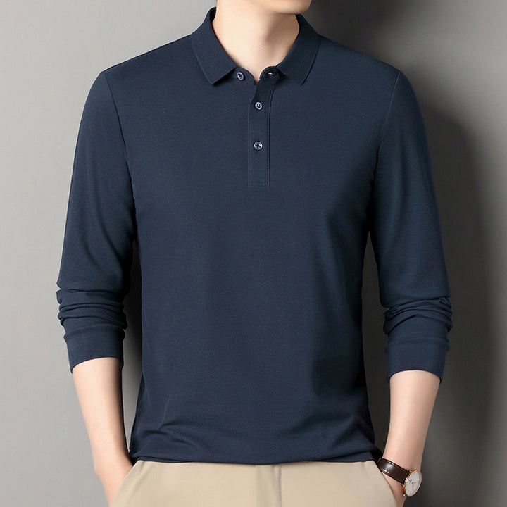 Herren Langarm‑Polo aus atmungsaktivem Baumwoll‑Stretch mit feinem Polokragen Echo Archiv