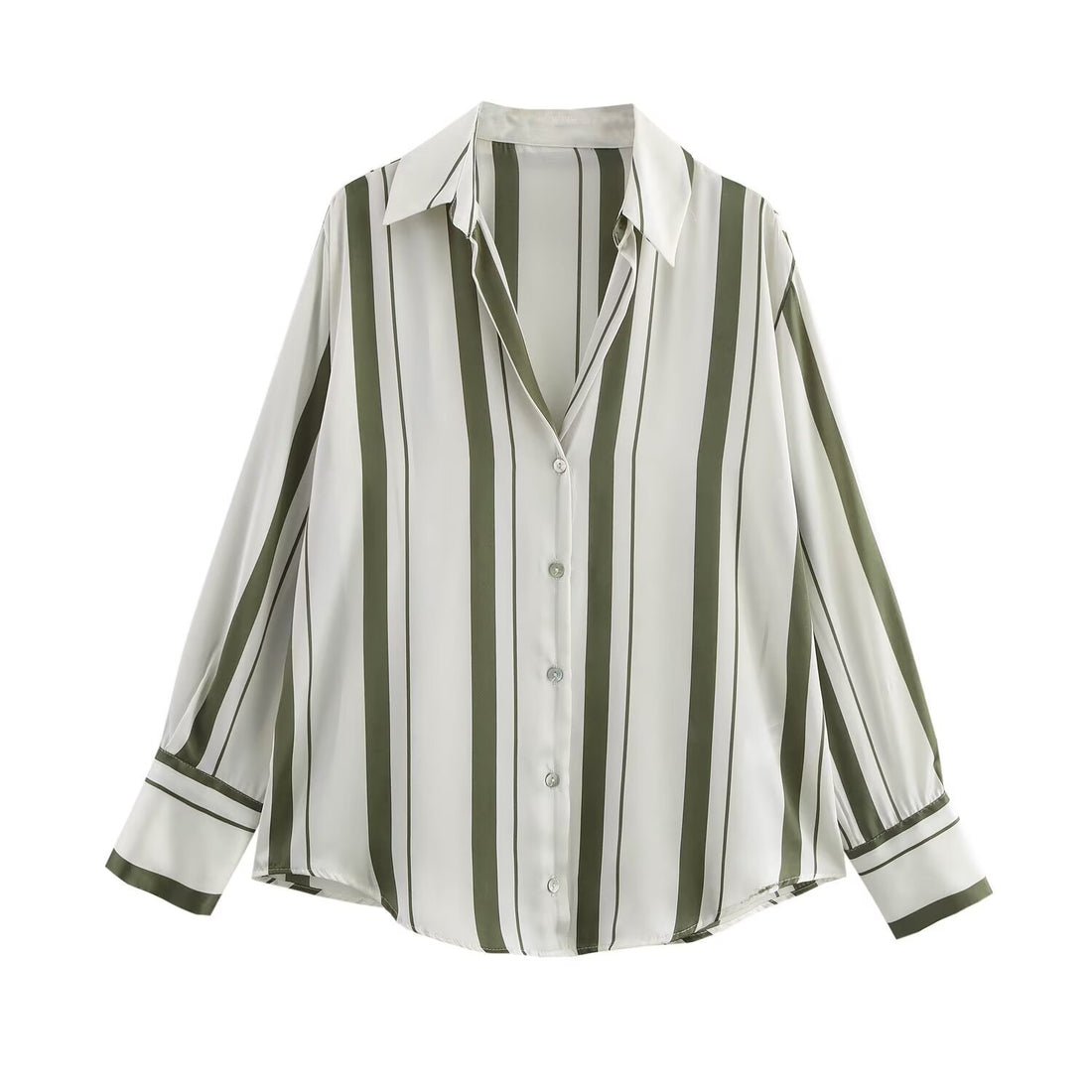 Damen Oversized Satinbluse mit Hemdkragen und breiten Manschetten Echo Archiv