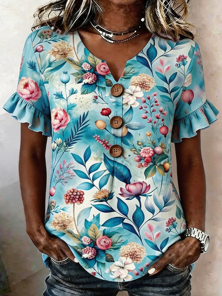Damen Bluse mit Rüschendetails und Knopfverschluss Echo Archiv