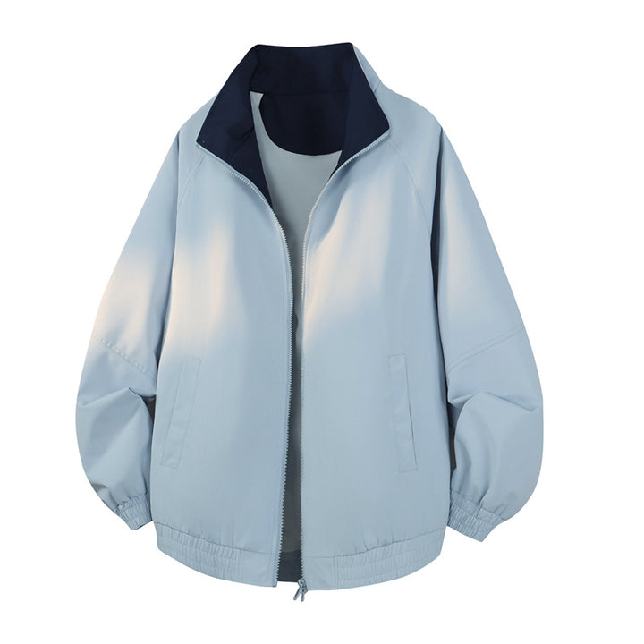 Unisex Oversize Wende-Bomberjacke mit kontrastierendem Kragen, Reißverschluss & elastischem Saum Echoarchiv