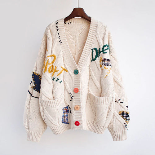 Damen Modischer Strickcardigan mit bunten Knöpfen und aufwendigen Details – Veloura